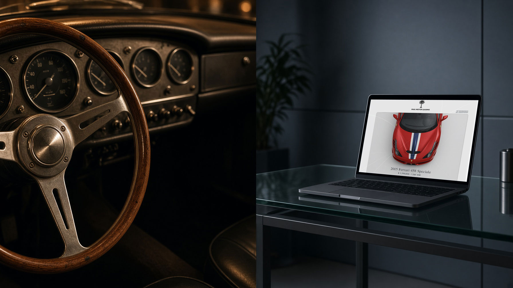 A wooden steering wheel beside a lease on a laptop